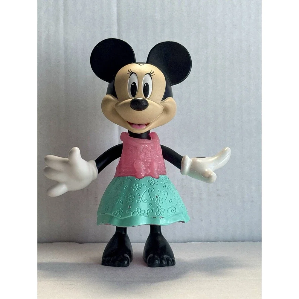 Disney Minnie Mouse Figurine Toy Figure Pink Top Teal Skirt 6